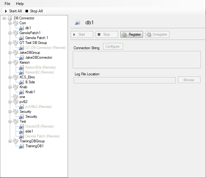 [DB Connector]ウィンドウ。